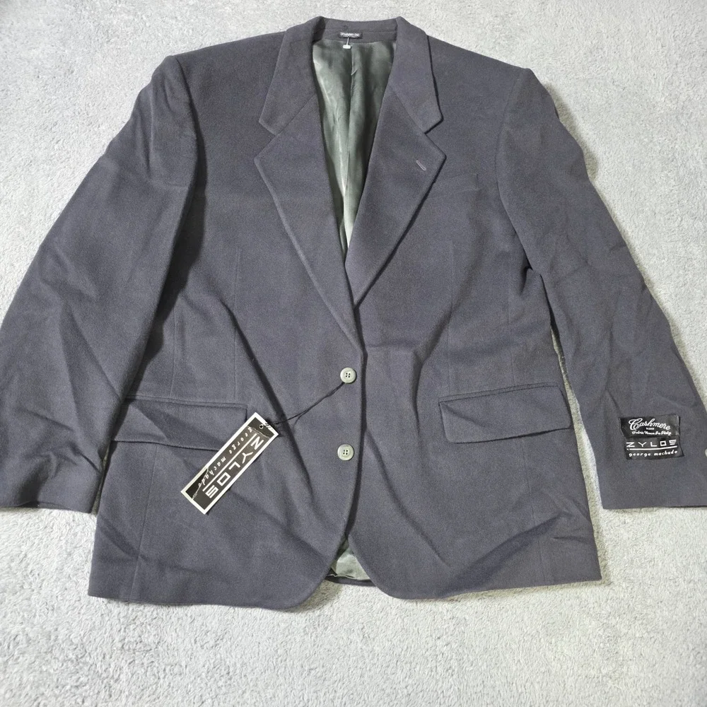 Zylos George Machado Mens 44R Blazer Grey Cashmere Merino Wool Sport Coat Gallo